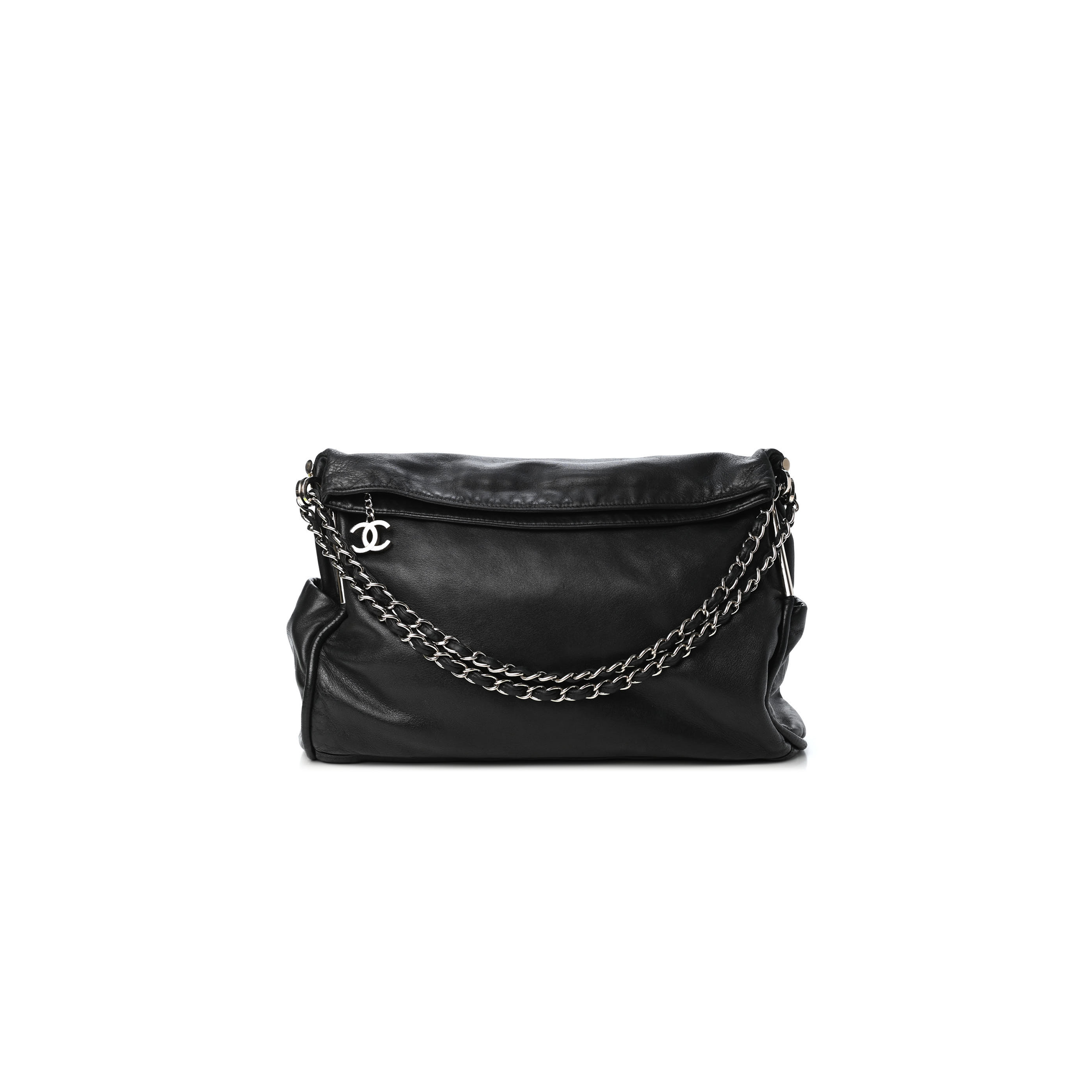 CHANEL LARGE SOFT LAMBSKIN HOBO CHAIN FOLDING BAG BLACK 496532 (38*33*17cm)